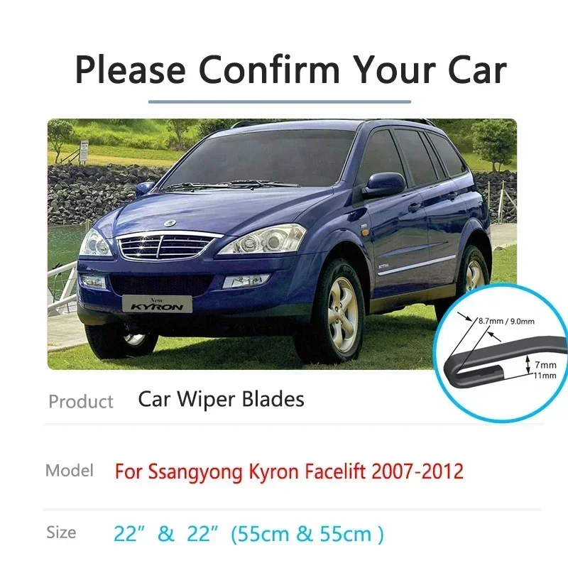 For Ssangyong Kyron Facelift 2007~2012 Front Wiper Blades Set Brushes Window Windscreen Windshield Wash U J Hook Accessorie