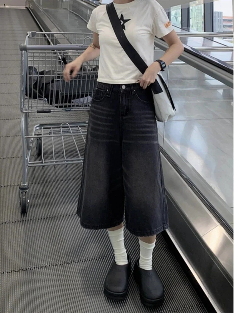 

High Waist Wide Leg Jeans Women's Summer New plus Size Loose Slimming Straight Leg Pants American Style Faded Casual Jeans