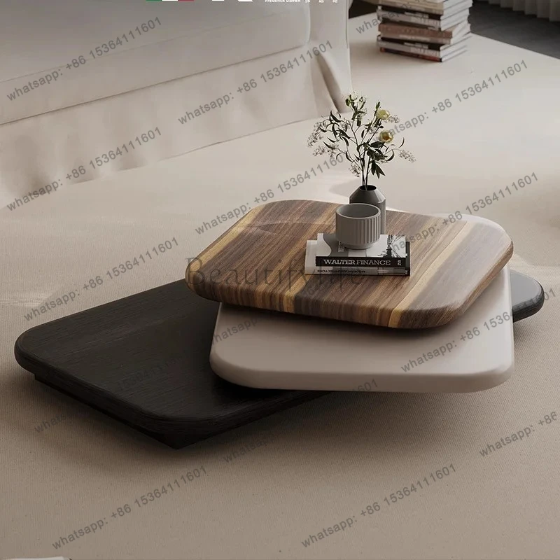 

Rotatable coffee table solid wood living room household small apartment retro