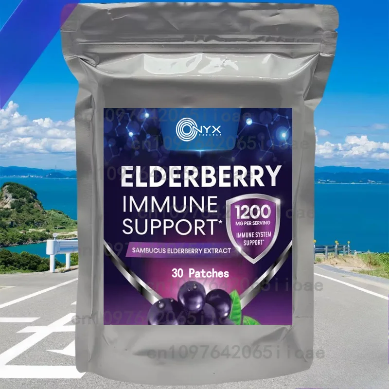 30 Patches Elderberry Transdermal Patches with Zinc, Vitamin C, E, & D3 Immune Booster