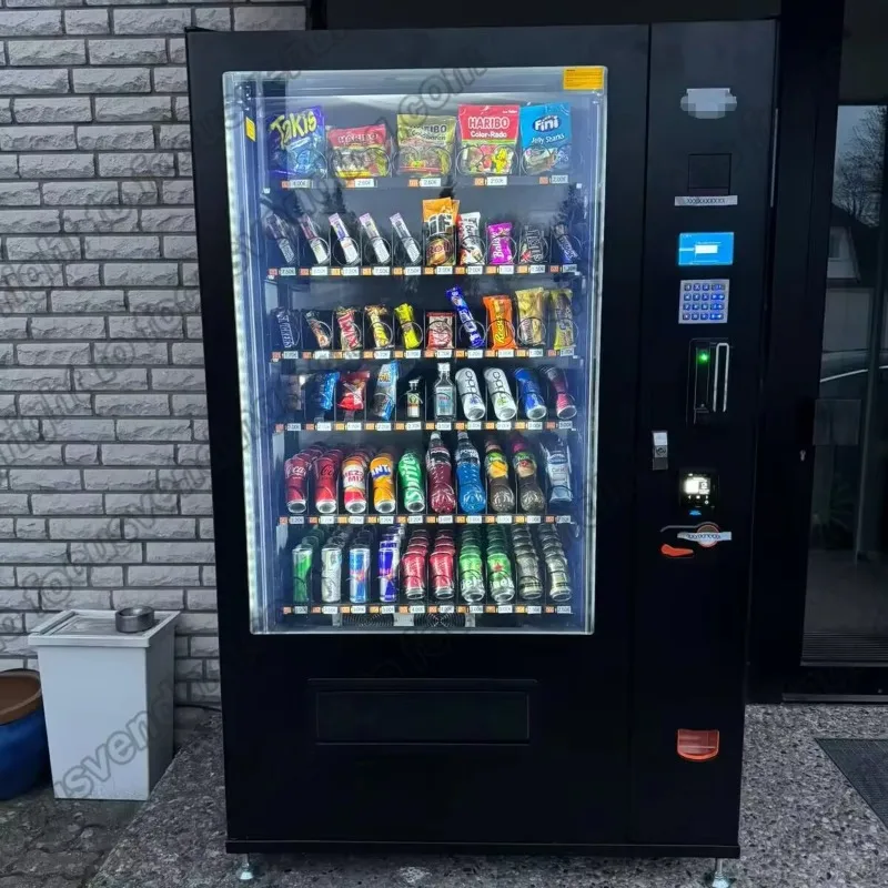 

Customized Snacks Drinks Food Water Vending Machine Supermarket Ice Drink Vending Machine with With Roof/housetop Protection