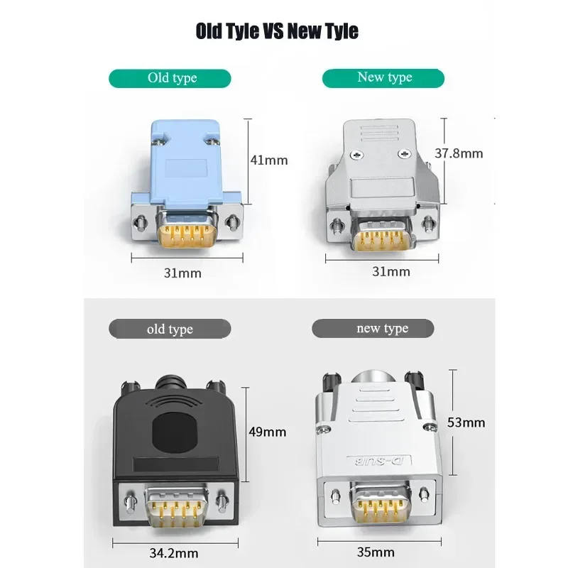 Mini RS232 Connector DB9 Male Female Solderless Joint Upgraded Universal 485/422 Serial Port Adapter Industrial Grade 9Pin Plug