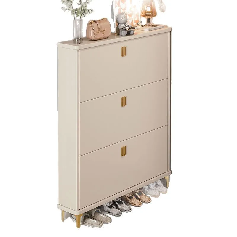 

Modern Shoe Cabinet with Doors 4-Tier Wooden Entryway Storage Organizer Fits 12 Pairs
