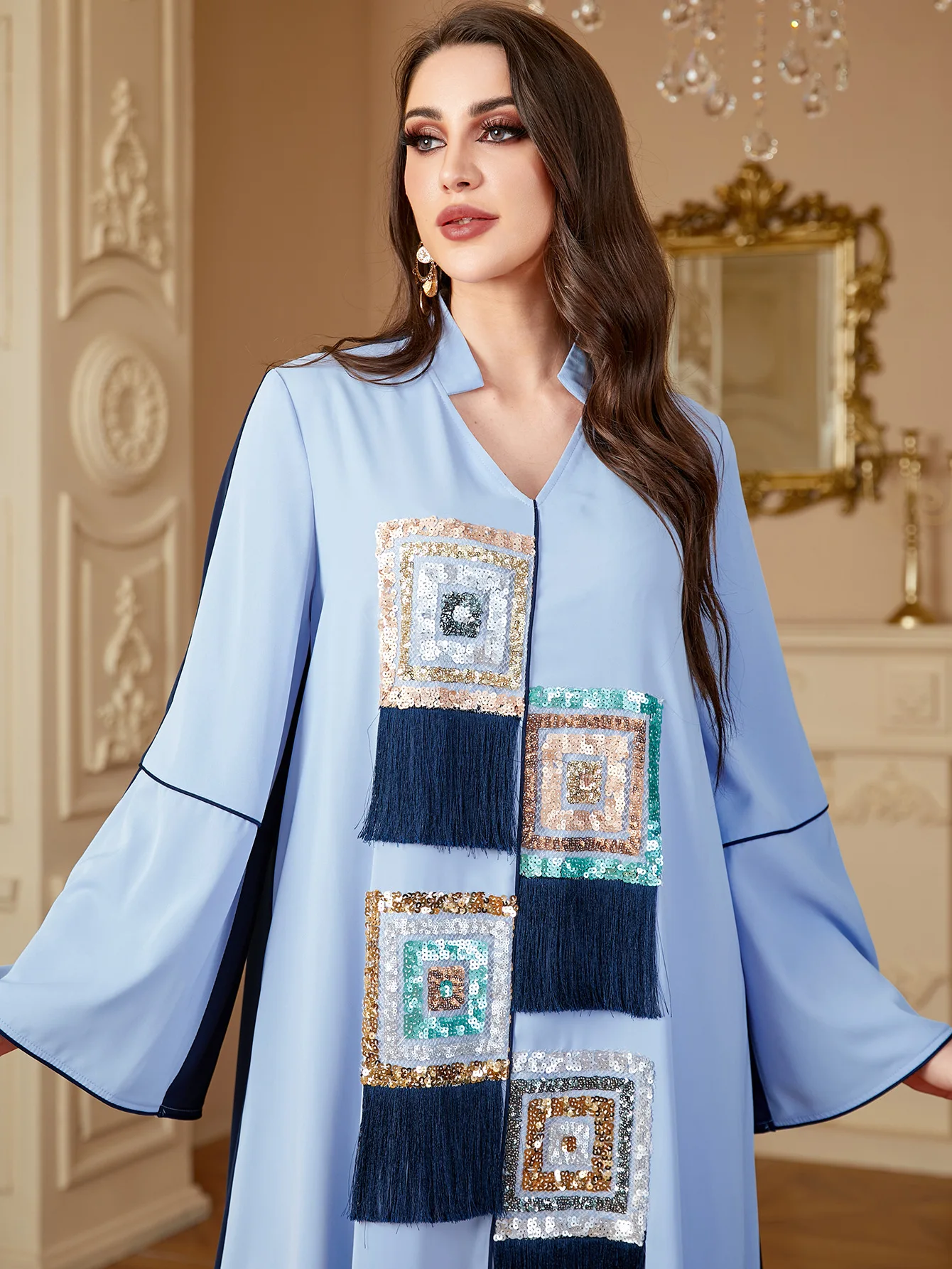 UNI nouvelle mode Robe contrastée Robe Ramadan Robe musulmane longue Abaya moyen-orient vêtements pour femmes Eid arabe robes de soirée musulmanes