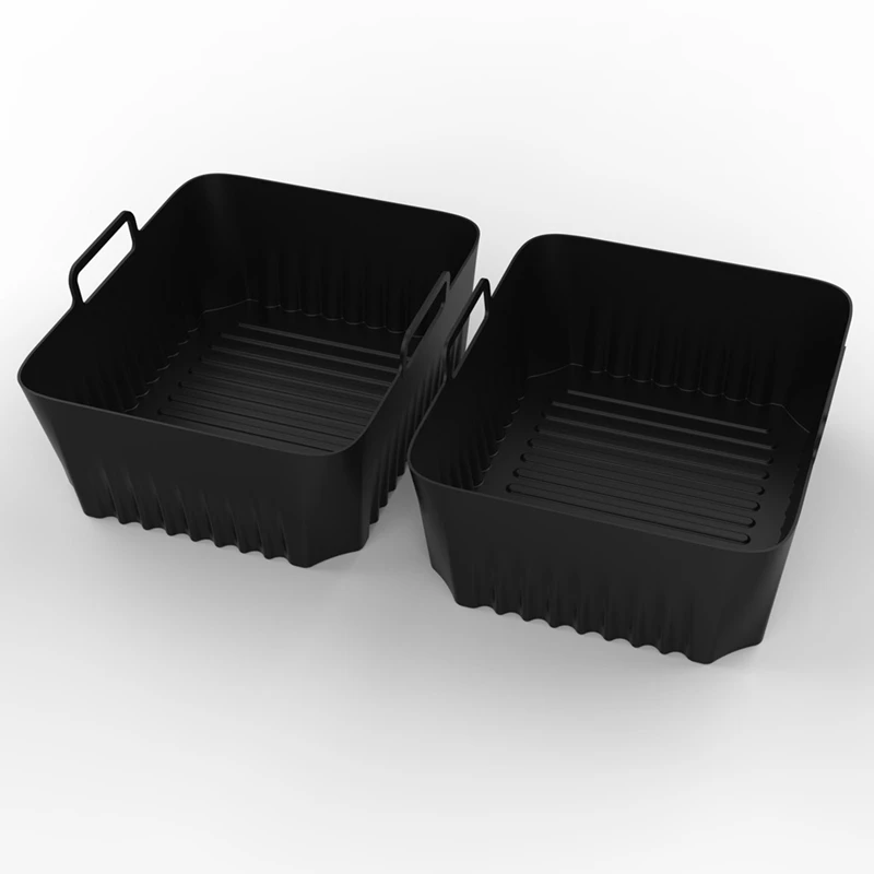 2 Piece Air Fryer Silicone Liners Black Silica Gel For Ninja AF500 Air Fryer Non-Stick Air Fryer Basket Accessories