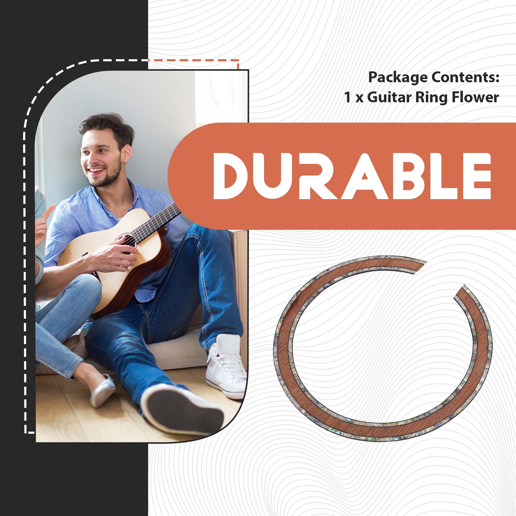 A61P Inner Diameter 110mm Colorful Shell Wood Guitar Mouth Wheel on Both Sides Rose Flower Decoration Abalone Shell