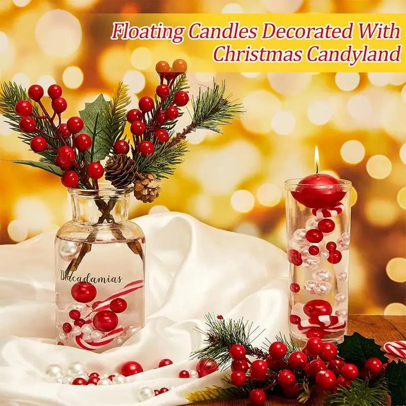 Christmas Vase Filler Decorations Floating Candles Water Gels Beads For Christmas Home Table Party Candle Decoration Accessories