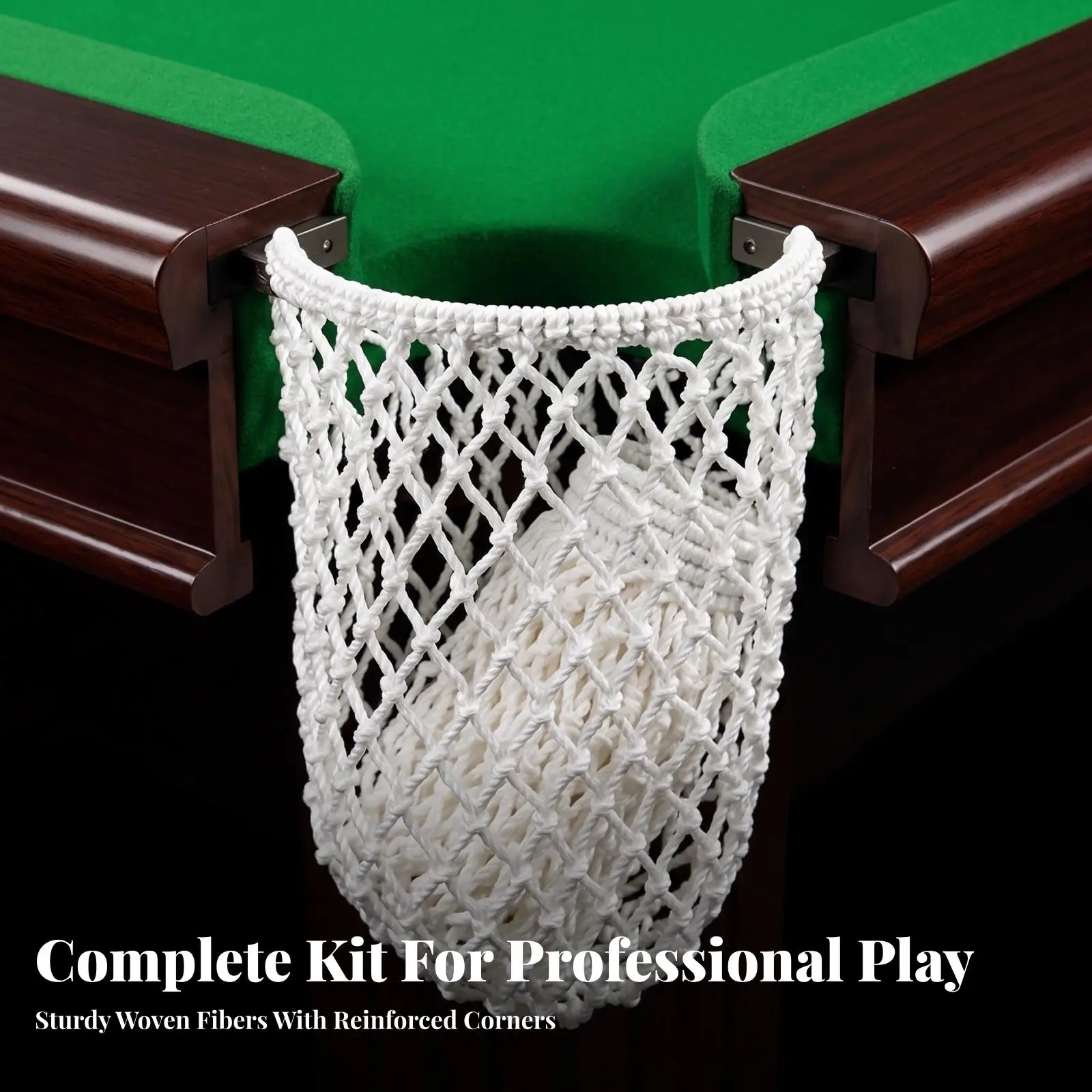 Reinforced Billiard Table Net Six Pack White Woven Mesh Pocket Catcher Funnel Design for Game Room Snooker Accessories