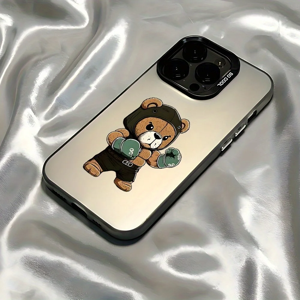 

funny Boxing bear pattern phone case for iPhone 17 16 15 14 13 12 11 Pro/ Max/Plus shock-proof rear cover macho man Design