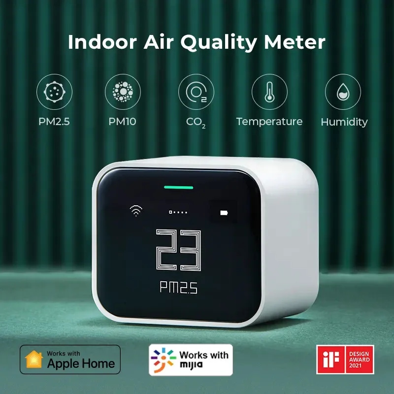 Qingping Air Detector lite Retina Touch IPS Screen Touch Operation pm2.5 Mi home APP Control Air Monitor work with apple Homekit