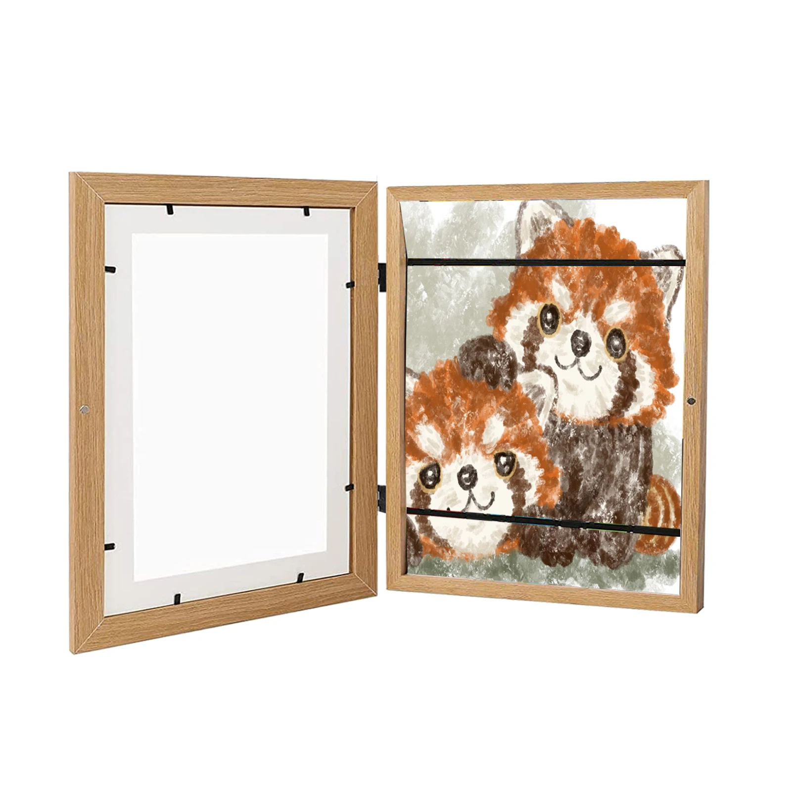 Wooden photo frame table oil painting storage box Kids Art Frames children flip diy photo frame