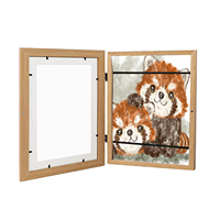 Wooden photo frame table oil painting storage box Kids Art Frames children flip diy photo frame