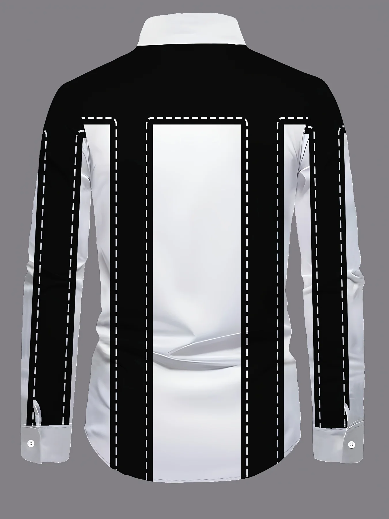 Men's Long Sleeve Shirt Autumn Black White Geometric Stripe Print Lapel Button‑Up Casual Fashion Streetwear Men Clothing