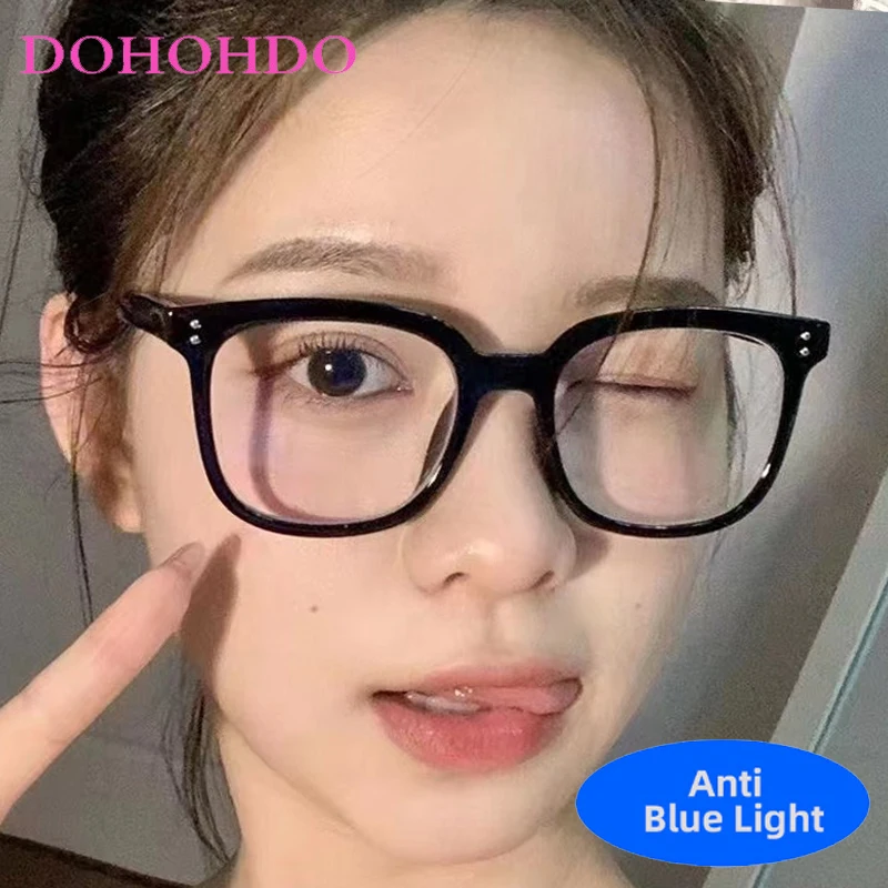 

Classic Trend Blue Light Blocking TR90 Big Square Glasses Women Men Brand Design Play Games Optical Rice Nail Decorate Eyewear