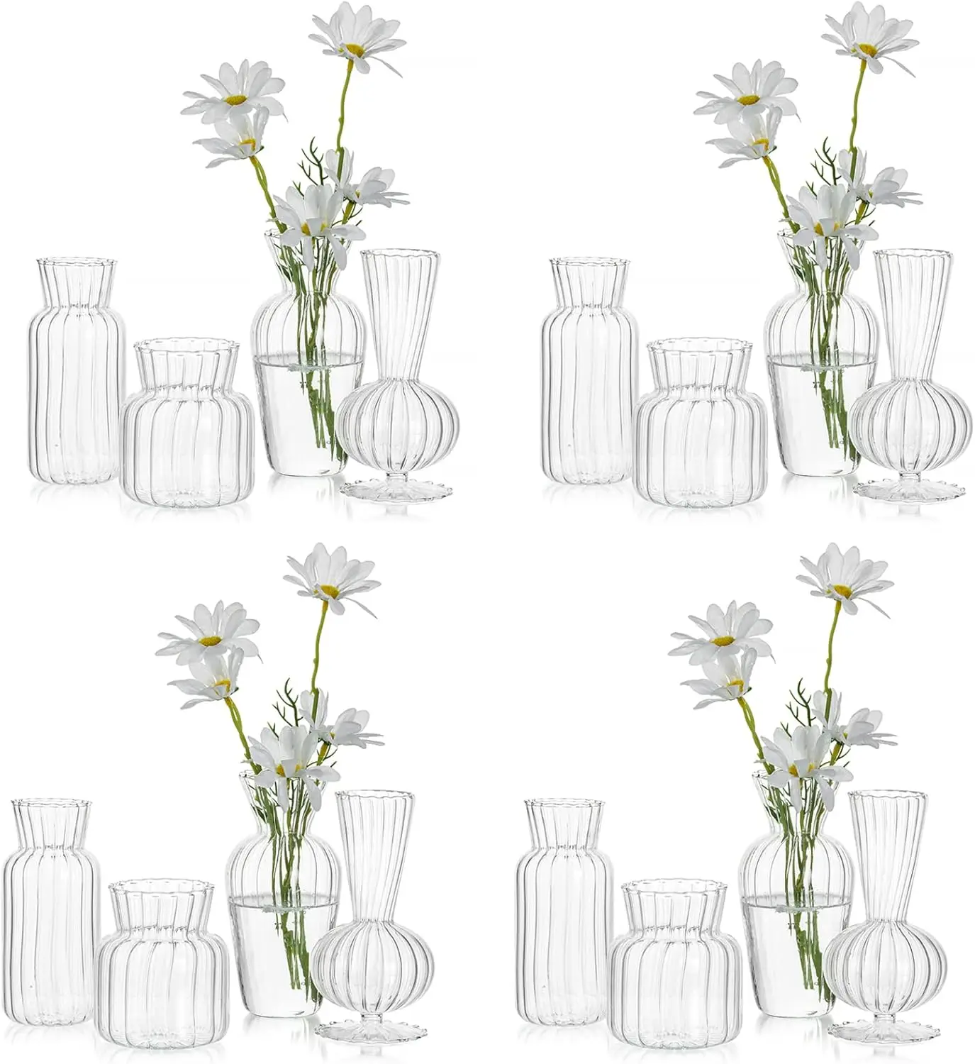 

Mini Glass Vases for Centerpieces - Small Clear Bud Vase in Bulk,Cute Flower Vases Set for Wedding, Home Decoration, (Clear, 16)