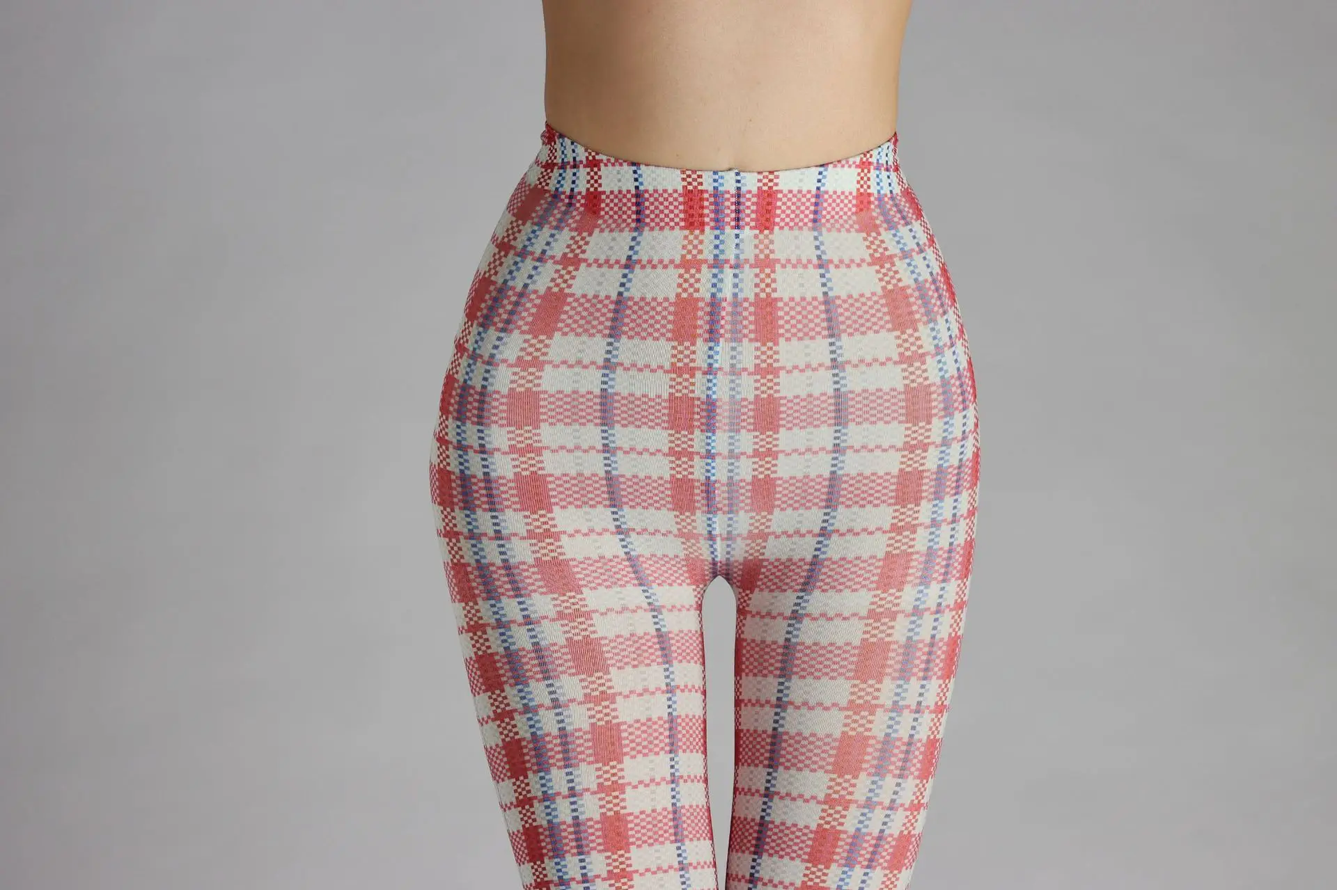 Fashion Retro Plaid Printing Women's Pantyhose British Style Elastic Slim Pixel Mosaic Lolita Hottie Grace Sexy Velvet Tights
