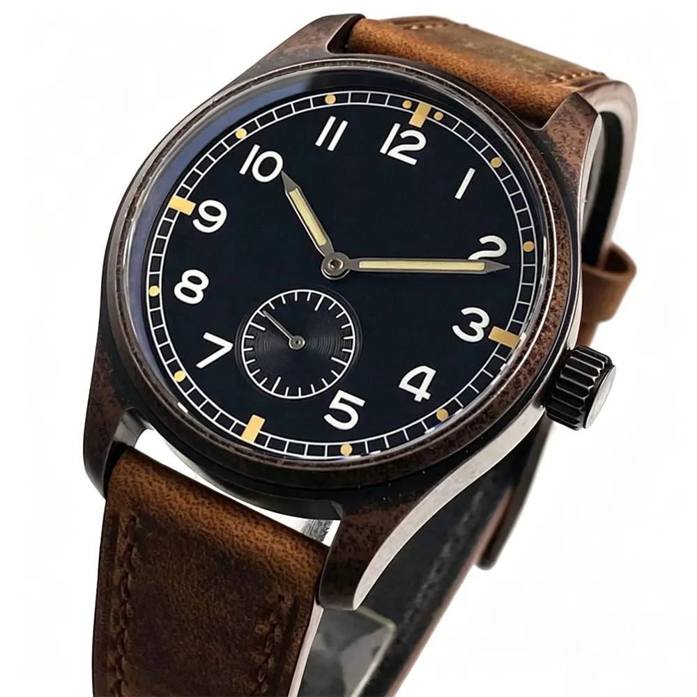 20ATM Tandorio 39mm Sapphire Pilot Stainless Steel/Titanium Black Blue Dial ST1701 Automatic Movement Men's Mechanical Watch