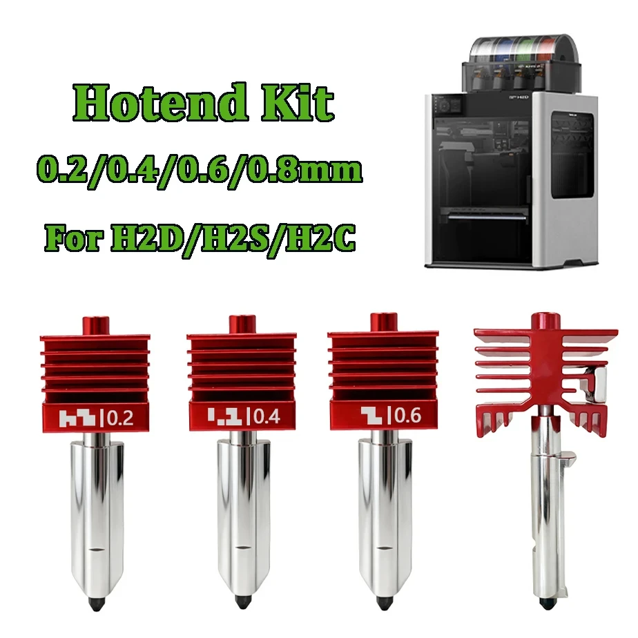 

New High Quality H2D Hotend Kit with 0.2/0.4/0.6/0.8mm Hardened steel Nozzle Replace Hotend Kit For Bambu H2D H2S H2C A1/A1mini