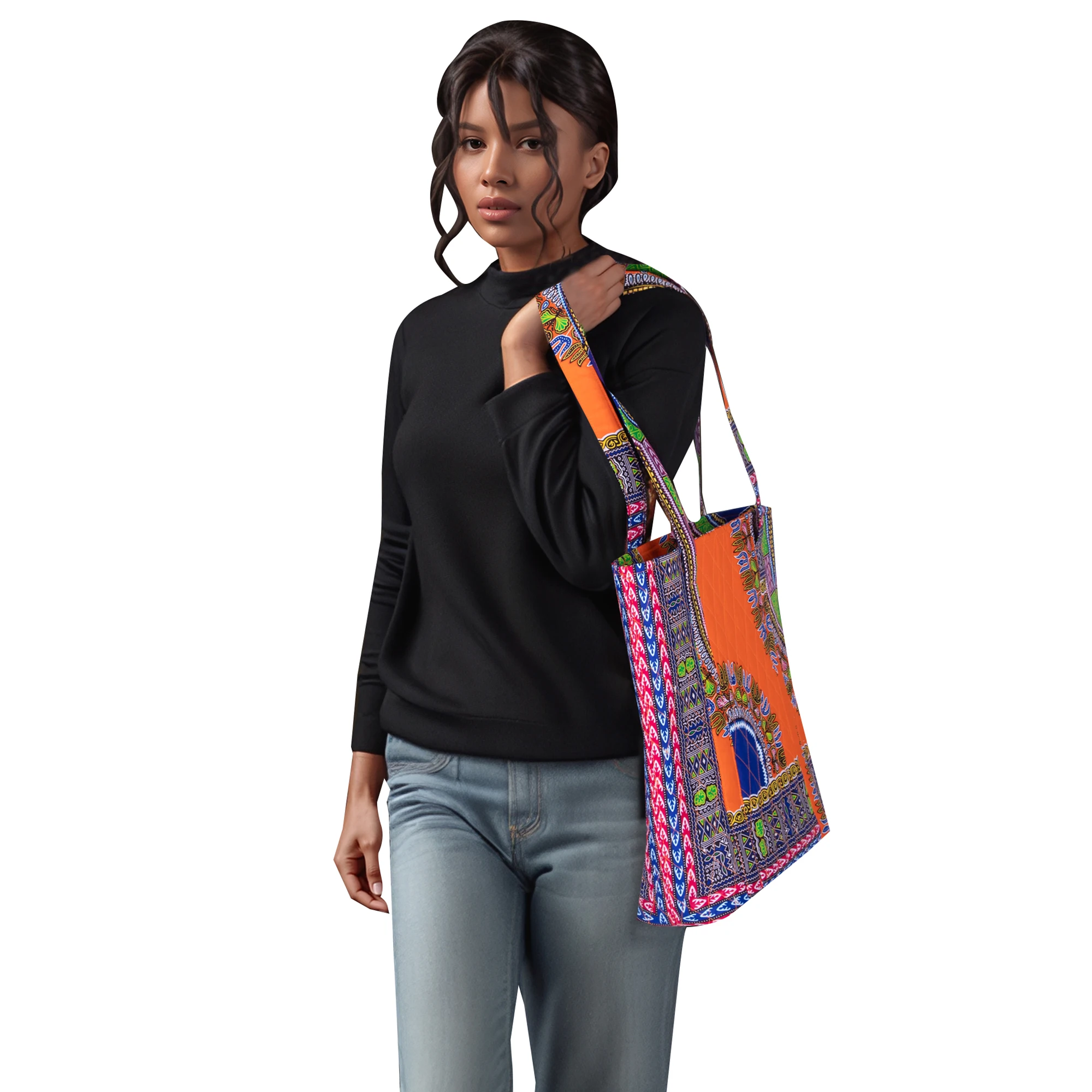 Fotografia 5: Bolsa de lona feminina africana, bolsa vintage com estampa para compras, designer de luxo WYB1095