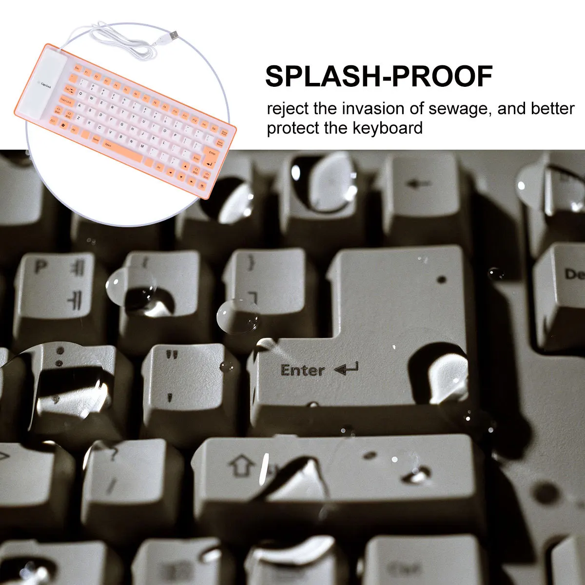 

85 Keys Waterproof Roll Up Silicone USB Wired Keyboard Silent Foldable Flexible External Keyboard for Computer