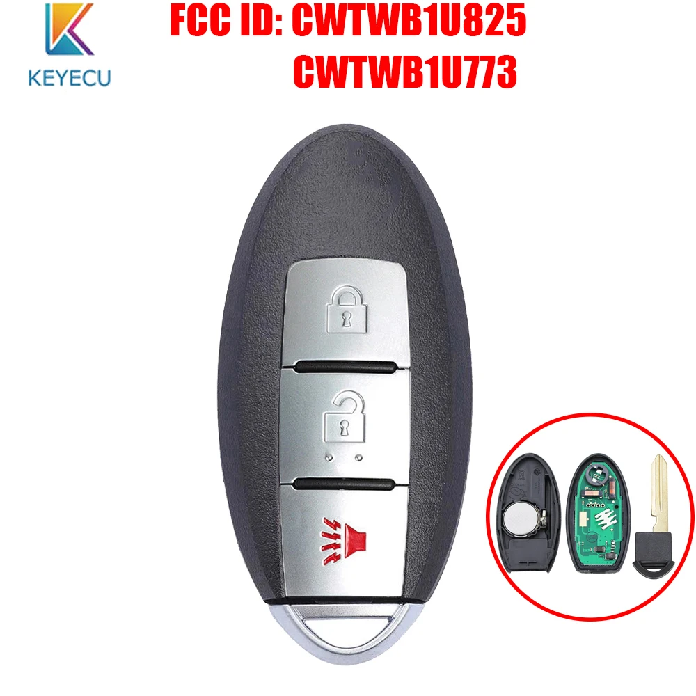 

KEYECU FCC ID: CWTWB1U825 / CWTWB1U773 for Nissan Armada Cube Remote Car Key Fob 3 Buttons FSK 433MHz ID46 Model: TWB1U825