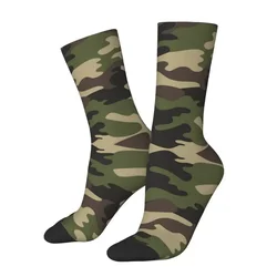 Y2K Green Brown Military Camouflage Men'S Crew Unisex Cool 3D Printing Army Jungle Camo Dress Socks