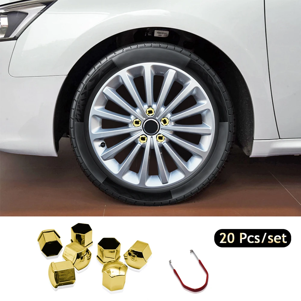 20Pcs/Set 17 19 21mm Car Wheel Nut Covers Auto Hub Screw Protection Cap Bolt Rims Auto Exterior Accessories Anti-Rust Dust Cover