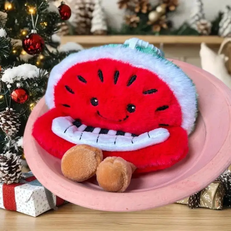 Precioso paquete doble de muñecos de peluche de piano de sandía; Encanto de bolso; Juguete suave, ideal para adornos navideños y regalos.