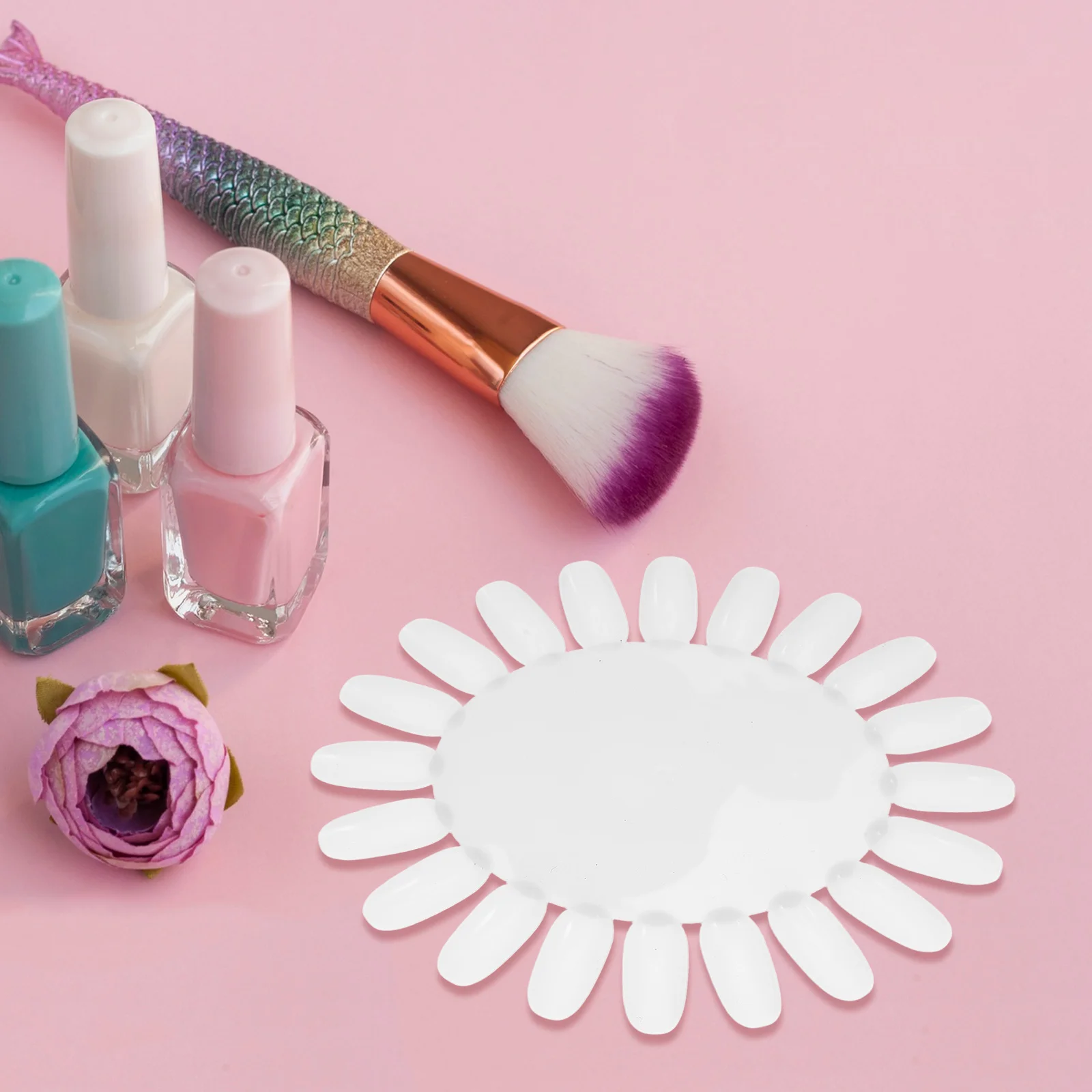 10 Stück Nagellack-Anzeigetafel, beige, sonnenblumenförmiges Acryl, jeweils 20 Tipps für Nagelkunst-Übungsrad, professionelle Salongebrauch