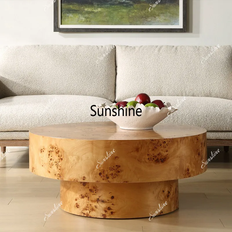 

Medieval solid wood round tea table retro art homestay coffee table