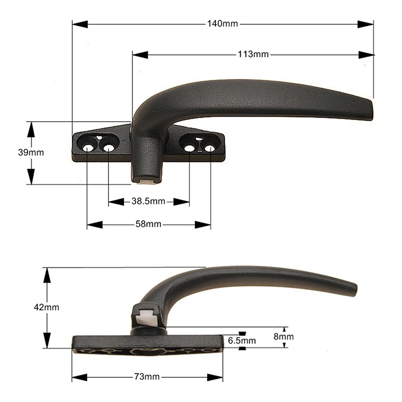 1 Buah Pegangan Jendela Paduan Aluminium Tebal untuk Pintu Ayun dan Jendela, Pegangan Titik Tunggal, Kunci Jendela Tujuh Karakter