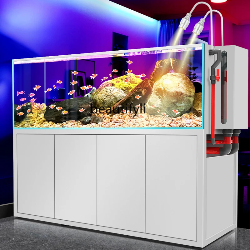 

New Side Pack Stream Cylinder Household Small Fish Globe Change Water Ecological Bottom Filter Ultra-White Glass