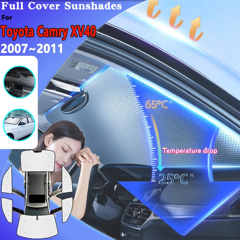 

For Toyota Camry XV40 Accessories 2007~2011 Car Windows Visor Windshields Anti-UV Sun Protection Sunshades Parasol Car Stickers