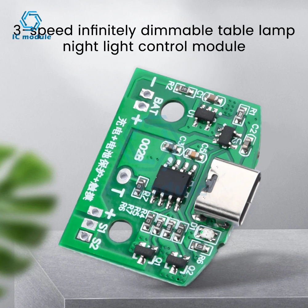 Type-C Desk Lamp Circuit Board Usb Charging 3-Speed Infinitely Dimmable Led Touch Light Control Module