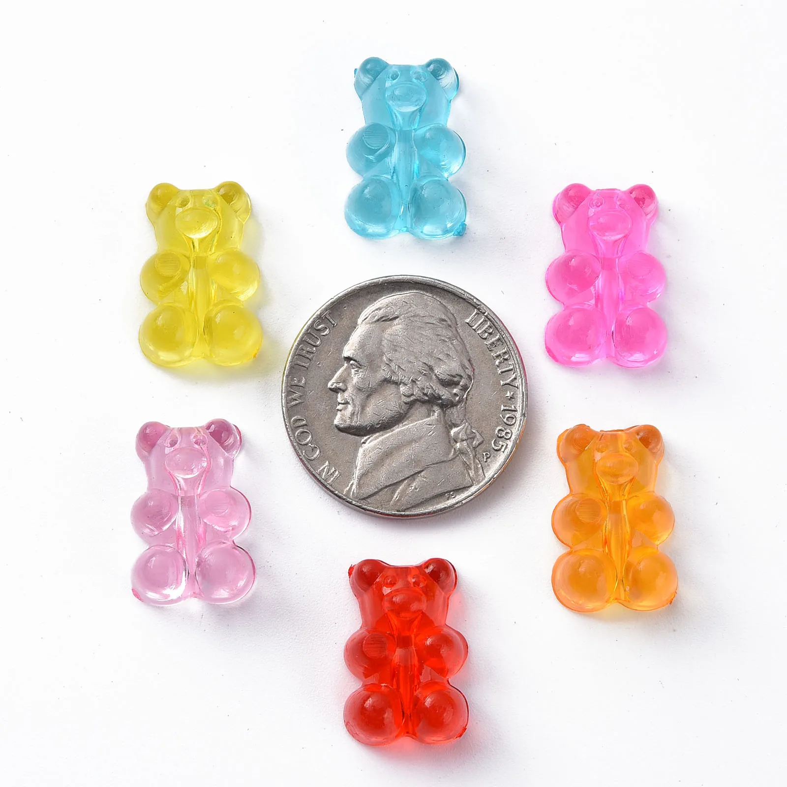 Colorful Cute Acrylic Bear Beads Vertical Hole Animal Spacer Beads for Jewelry Making Necklace Bracelet Earrings Charm DIY Craft