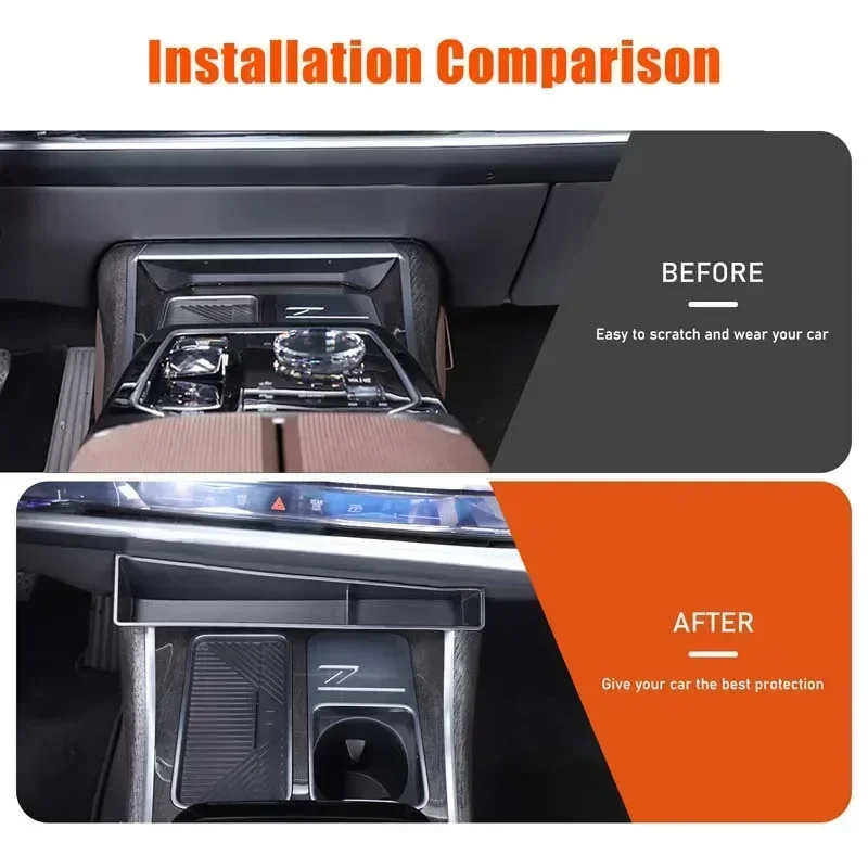 For BMW 7 Series G70 2023+ Stowing Tidying Car Gear Shift Storage Box Organizer Tray Accessories Black