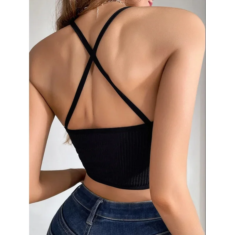 Sexy Mesh Camisole Crop Top Corset Seamless Backless Underwear Hot Fashion Women Casual Tank Top Bralette Adjustable Lingerie image 2