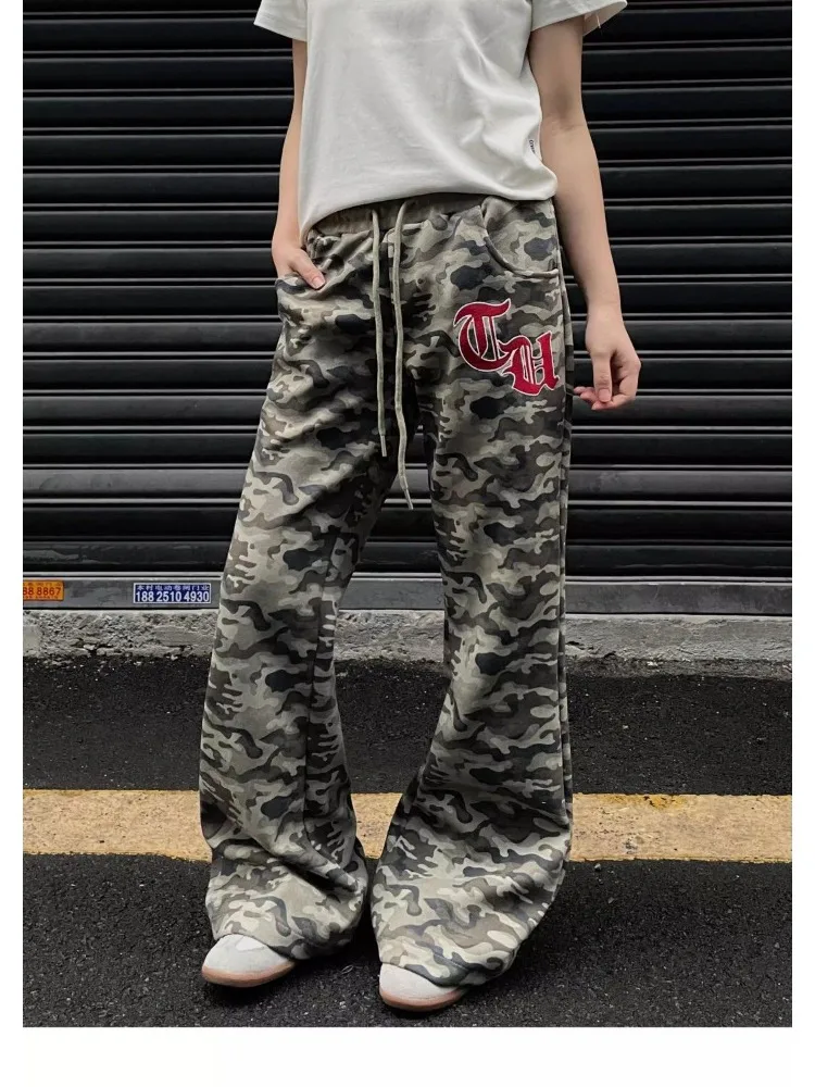 

High Street Women's Wide Leg Sweatpants Drawstring Y2K Gothic Hip Hop Camouflage Pants Women Hotsweet Matching Female Trousers