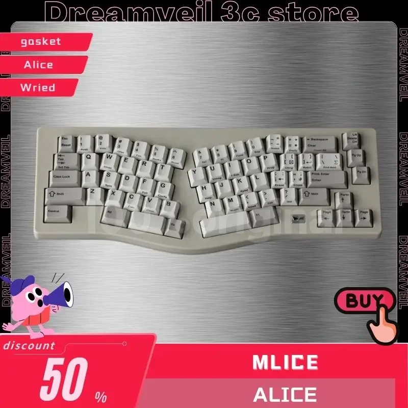 Mlice Alice Mechanical Keyboard Wired Gaming Keyboards Hot Swap Rgb Gasket Type-C special-shaped Gamer Keyboards Gifts Office