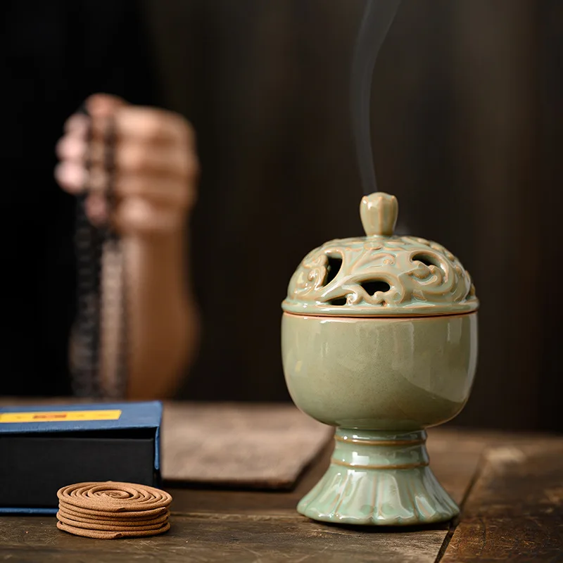 Zen Boshan antique furnace household indoor incense ceramic ornaments agarwood sandalwood pan smoke