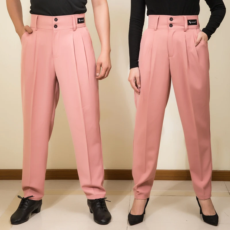 Coppia Pantaloni da ballo latino Pantaloni da ballo da sala a vita alta Uomo Donna Cha Cha Abiti da pratica Pantaloni da competizione latina DNV17981