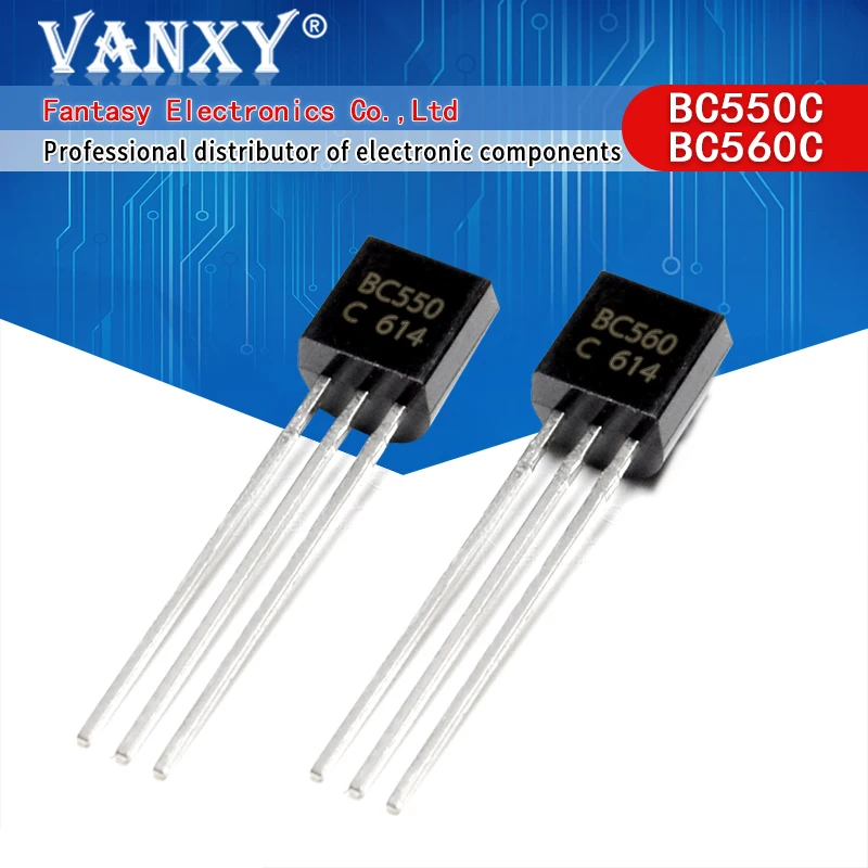 100PCS BC550C + BC560C each 50pcs BC550 BC560 TO92 Transistor DIP-3 45V 0.1A TO-92 New Original