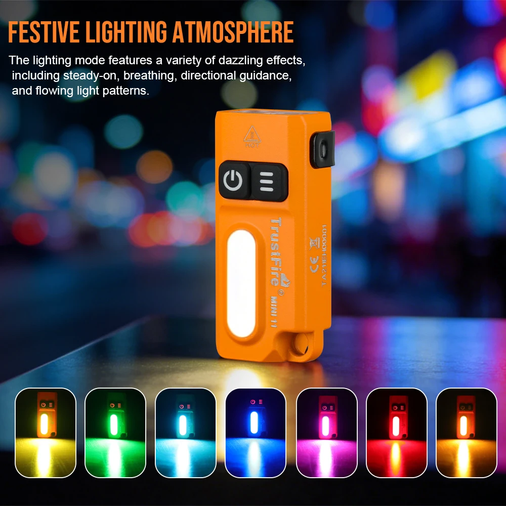 Trustfire MINI11 750LM EDC Flashlight Mini Clip Light Spotlight/Floodlight USB C Rechargeable Pocket RGB Torch with Magnet Clip view 3