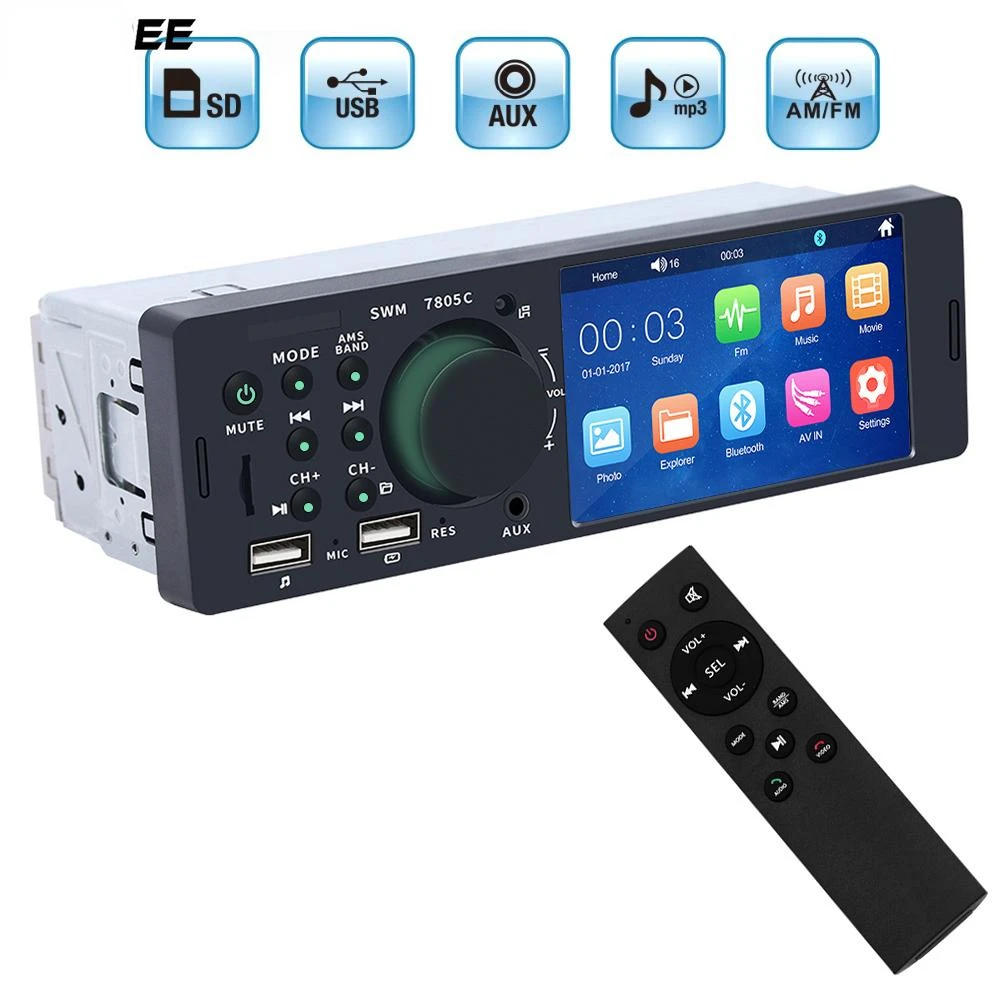 

7805C Car MP5 Player 1 Din Car Radio Touch Screen Bluetooth 5.1 4.1" High Definition Head Unit Audio Video Stereo Player