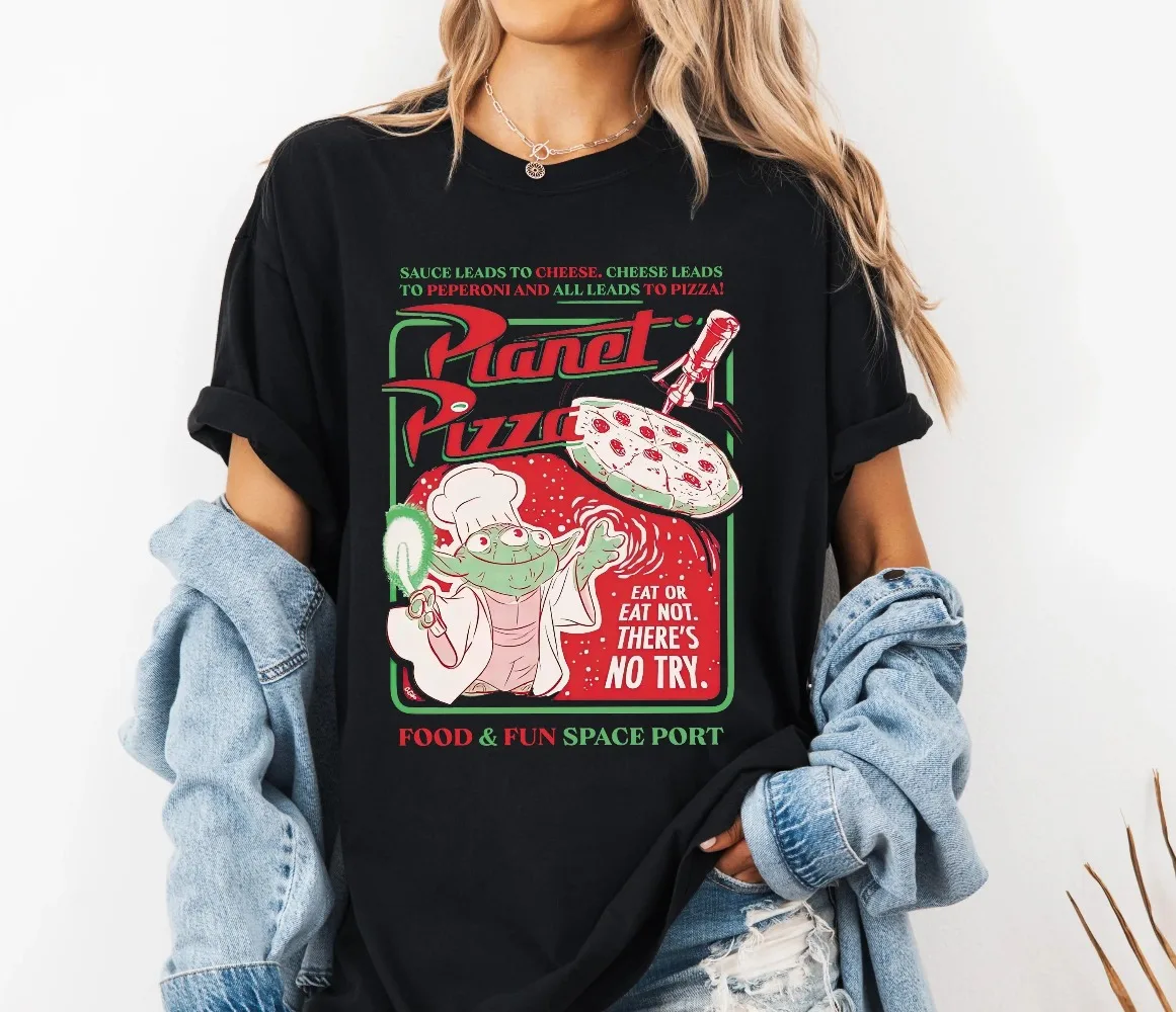 star-war-pizza-planete-yoda-t-shirt-yoda-chemise-alien-toy-story-pizza-planete-disney-famille-vacances-chemise