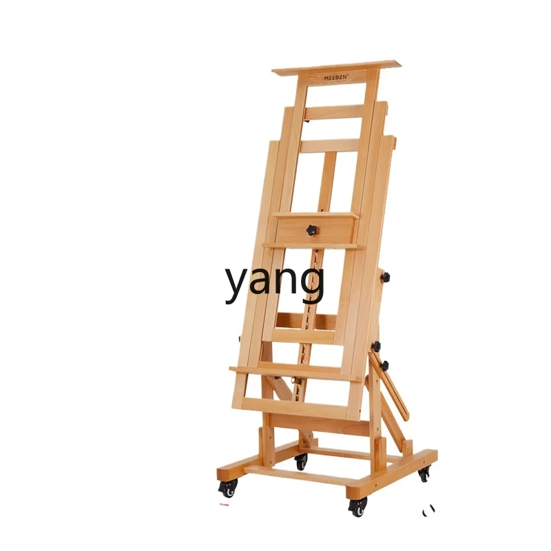 

Yjq Oil Painting Easel Stand Dual-Use Wooden Floor Artist for Art Students Only Display Stand Solid Wood Sketch Painter