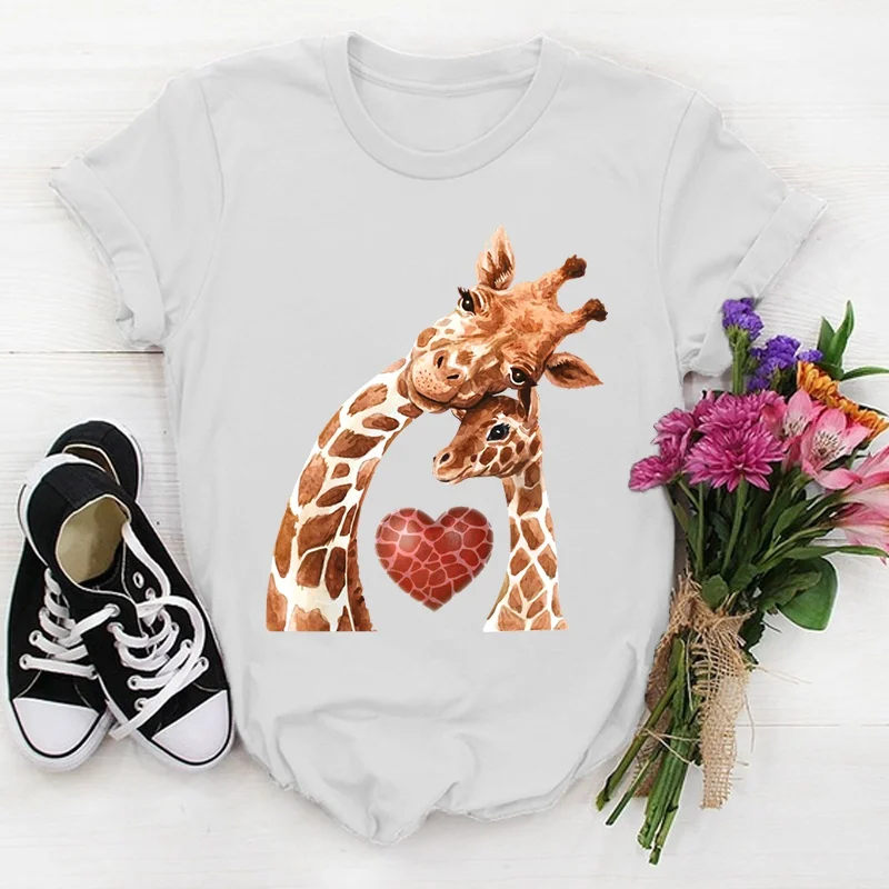 New Giraffe Print T Shirt Women Short Sleeve Tops Tees Summer Fashion Loose Casual T-Shirt