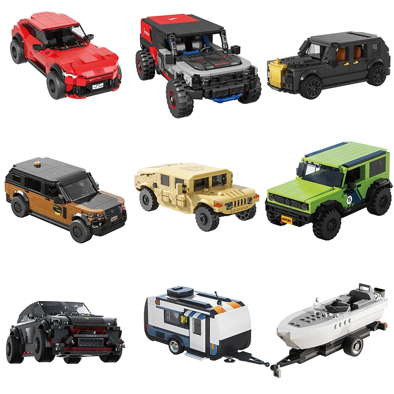 

Строительные блоки с прицепом для путешествий, модель автомобиля для кемпинга, обучающая игрушка STEM, сборка кирпичей, детский подарок на день рождения 66002-66117
