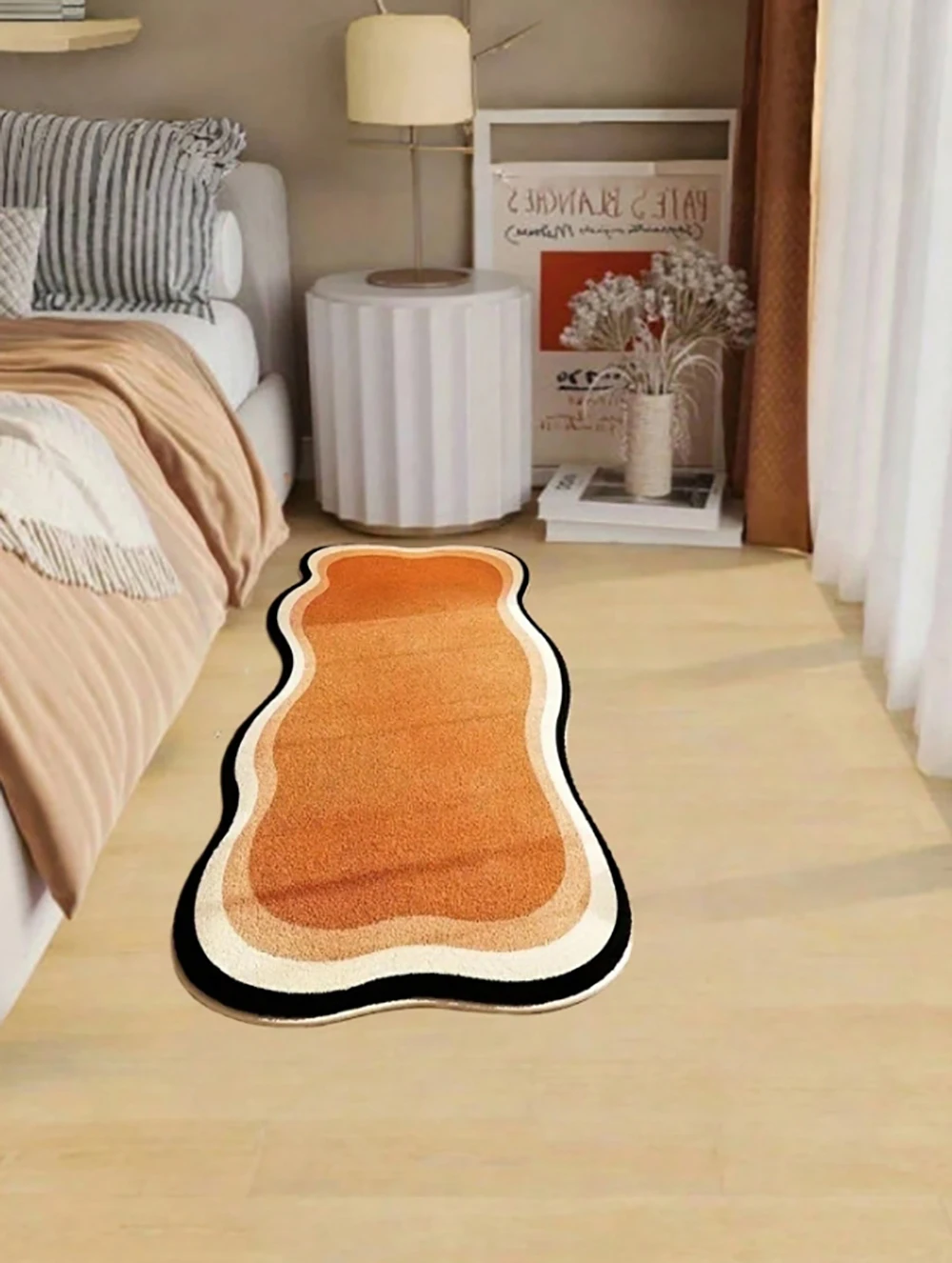 

Elegant Cream-Colored Bedroom Carpet Easy To Clean Soft And Comfortable Suitable For Bedroom Living Room And Home Decor