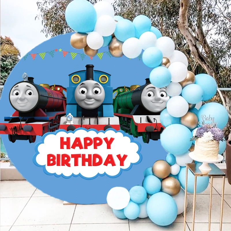 

Customize Name&Years Trains Friends Birthday Party Decorations Backdrop Baby Shower Decor Disposable Party Supplies Background